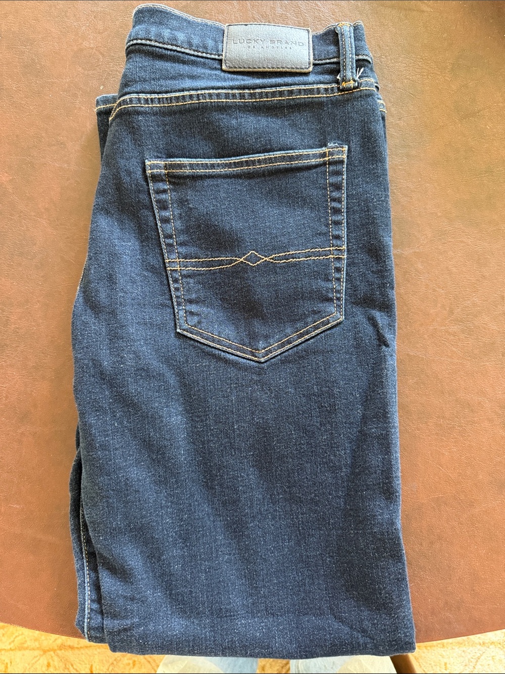 Lucky Brand Indigo Blue Denim Jeans with Contrast Stitching